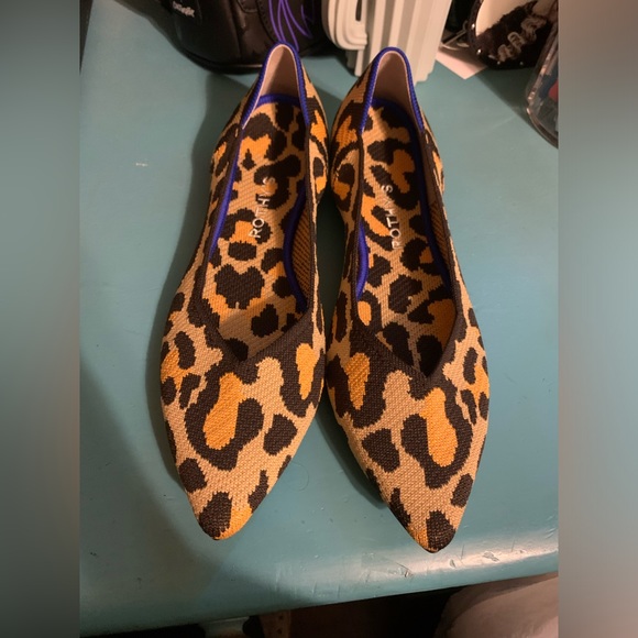 Rothy's Shoes - Rothy's Leopard Print Pointed Flats in Tan, Black, Gold